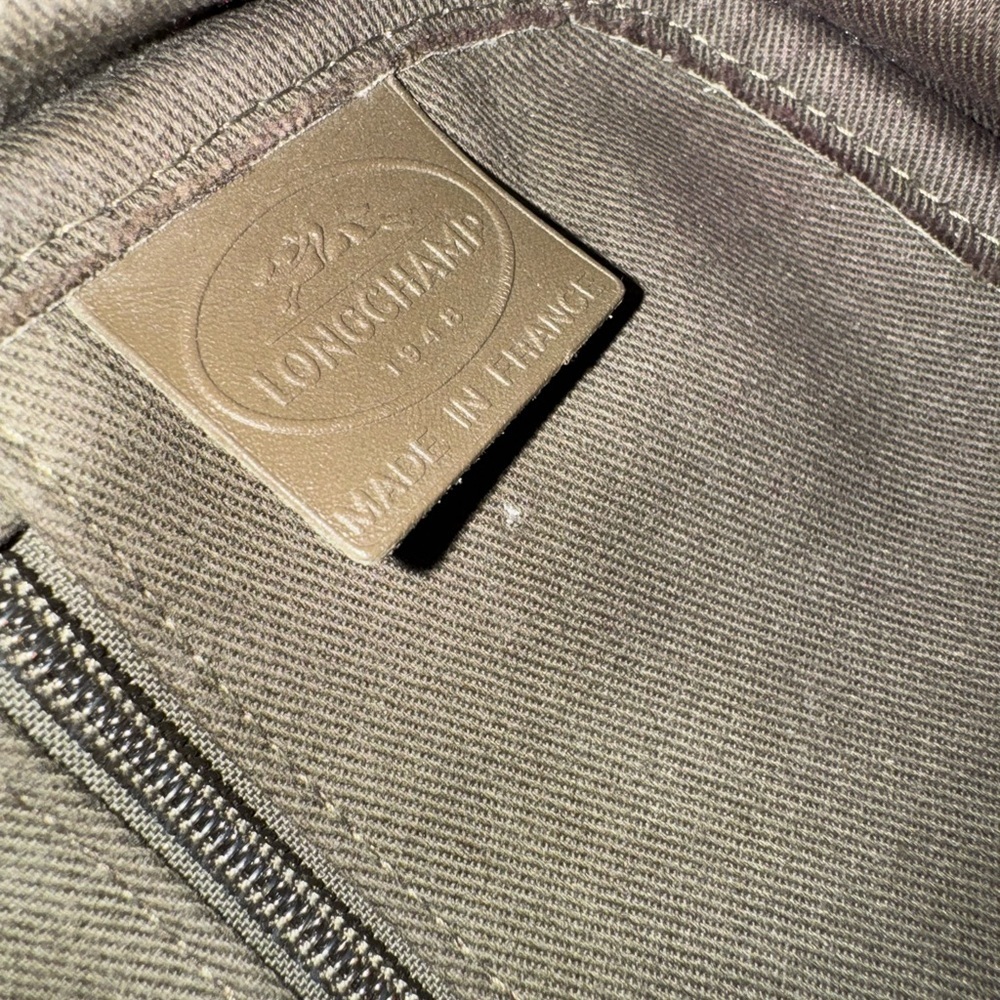 Vintage Longchamp Beige Olive Stripe Shoulder Bag Y2K Baguette France - Picture 7 of 12
